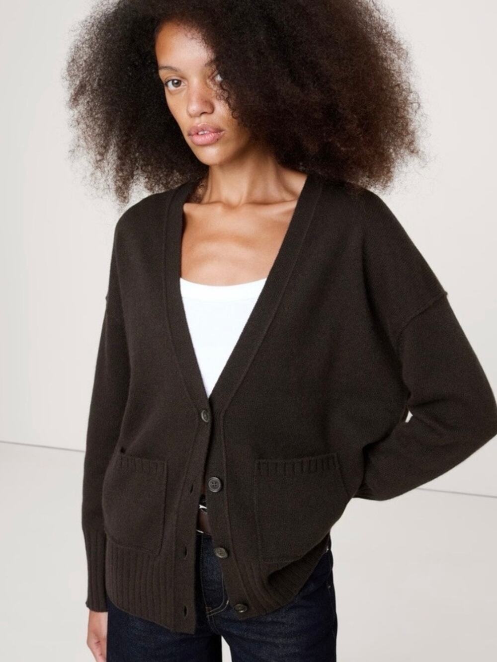 Banana Republic Boyfriend Cashmere Cardigan Brown XXL NEW
